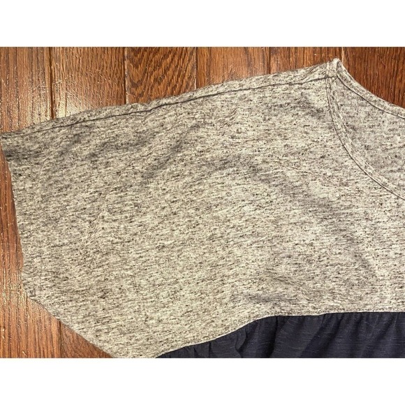 Suzanne Betro Navy Gray Linen Tunic Women’s Large Summer Cruise Flowy Top Blouse - Picture 3 of 4